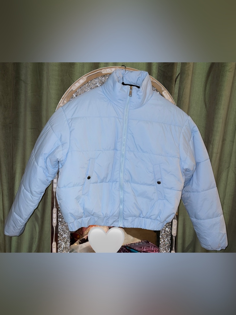 Light Blue Puffer Jacket - Women's Quilted Coat